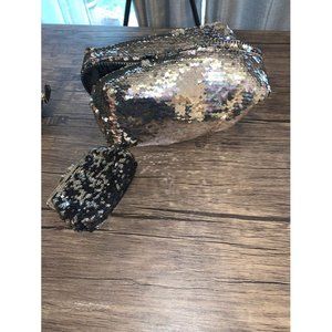 Sequins silver makeup Bag And Change Purse
